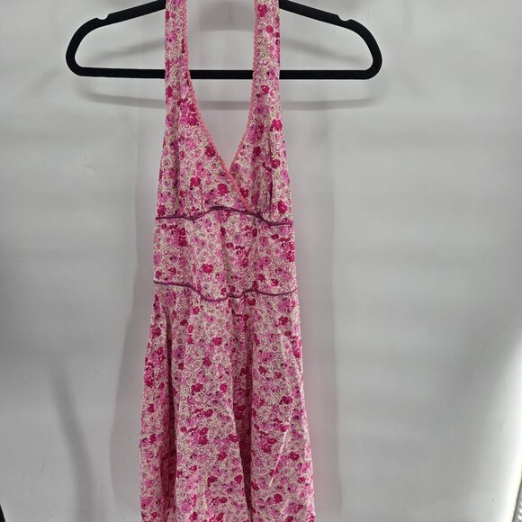 Vintage Rampage White Pink Floral Halter Y2k Midi Dress Junior's Size 5 - Picture 1 of 9